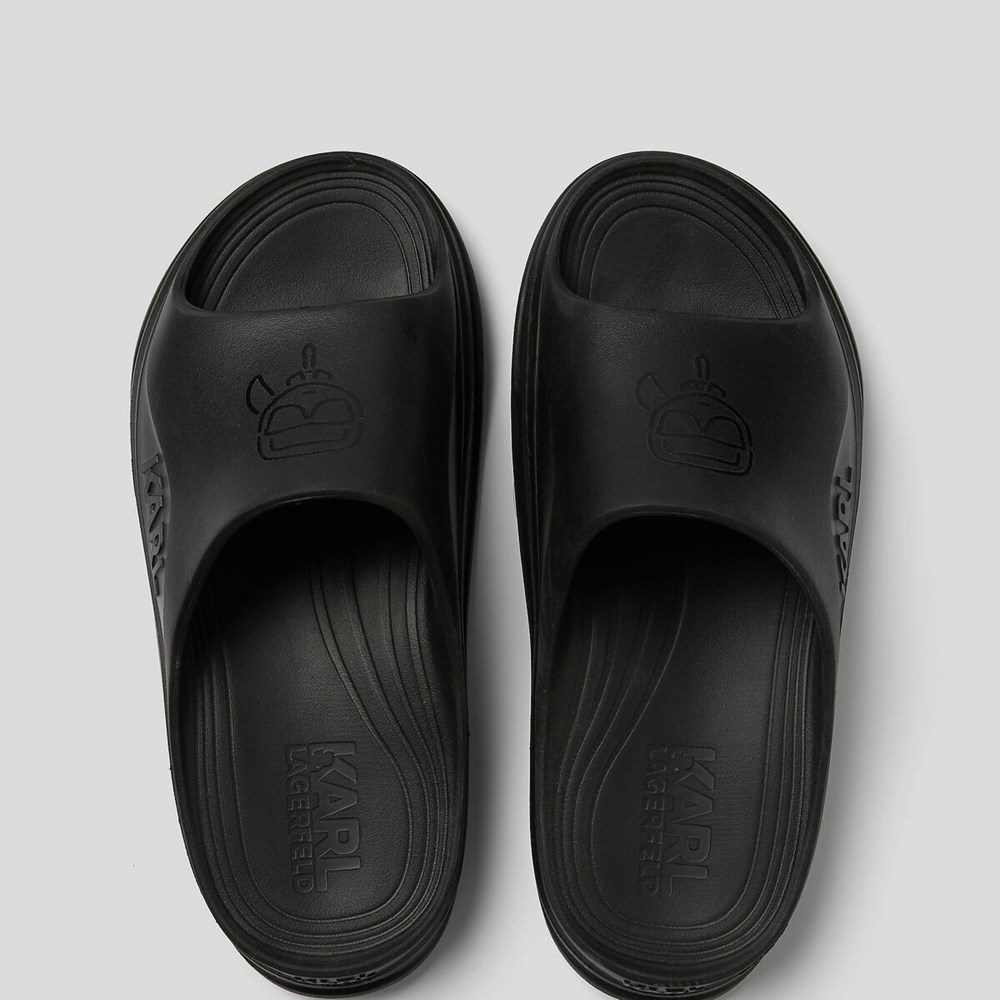 Black Karl Lagerfeld Skoona Plexikonic Slides Men's Sandals & Flats | USA45BWMN