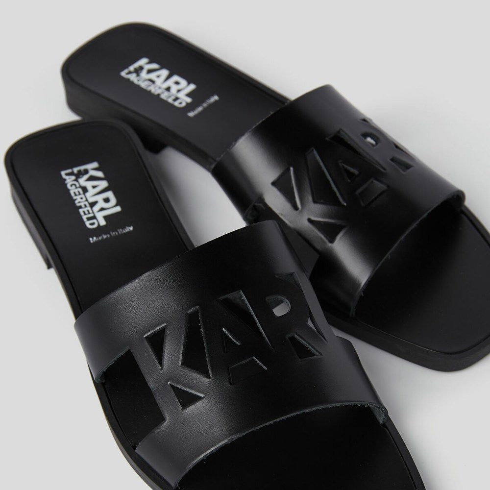 Black Karl Lagerfeld Skoot Ii Karl Kut-out Women's Sandals & Flats | USA68QSPN