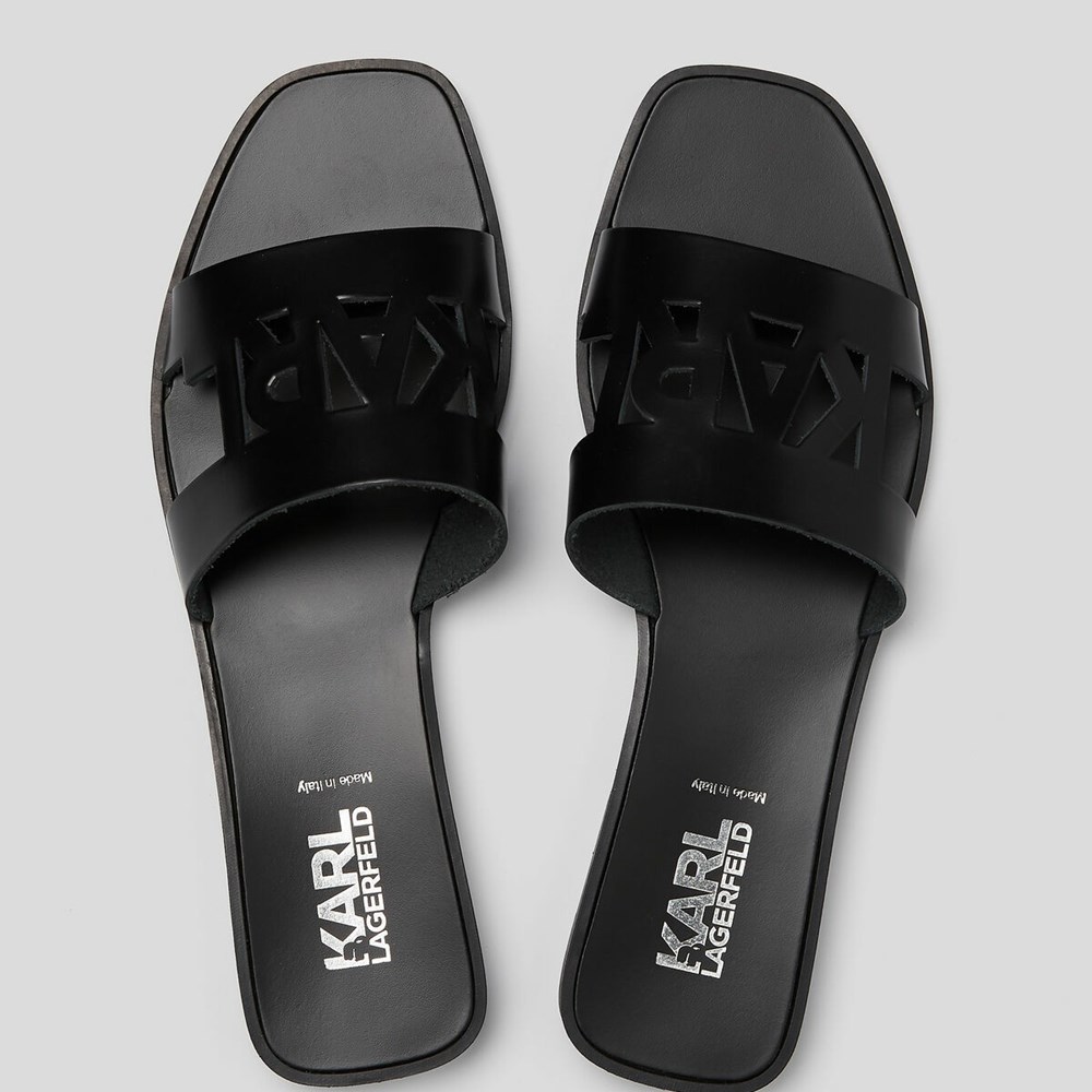 Black Karl Lagerfeld Skoot Ii Karl Kut-out Women's Sandals & Flats | USA68QSPN