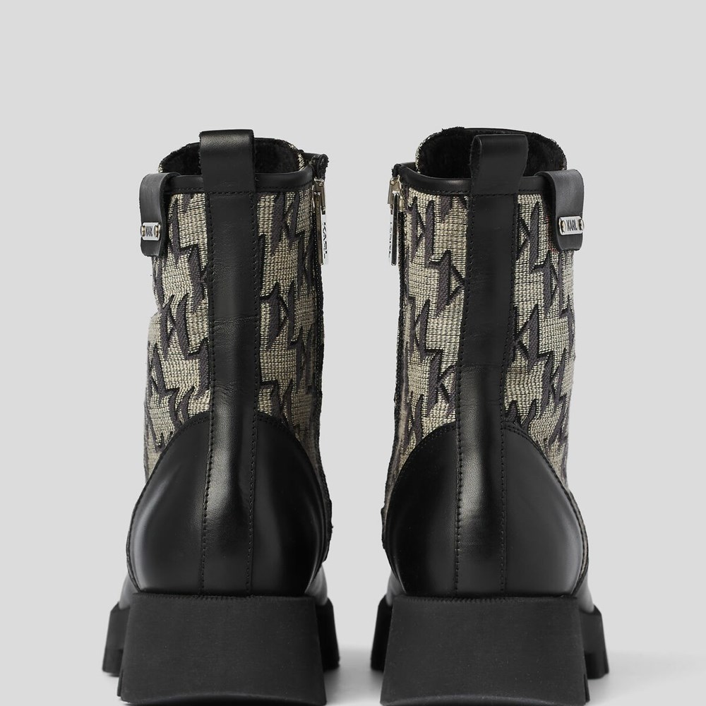 Black Karl Lagerfeld Terra Firma Kl Monogram Hi Mix Women's Boots | USA70HZIM