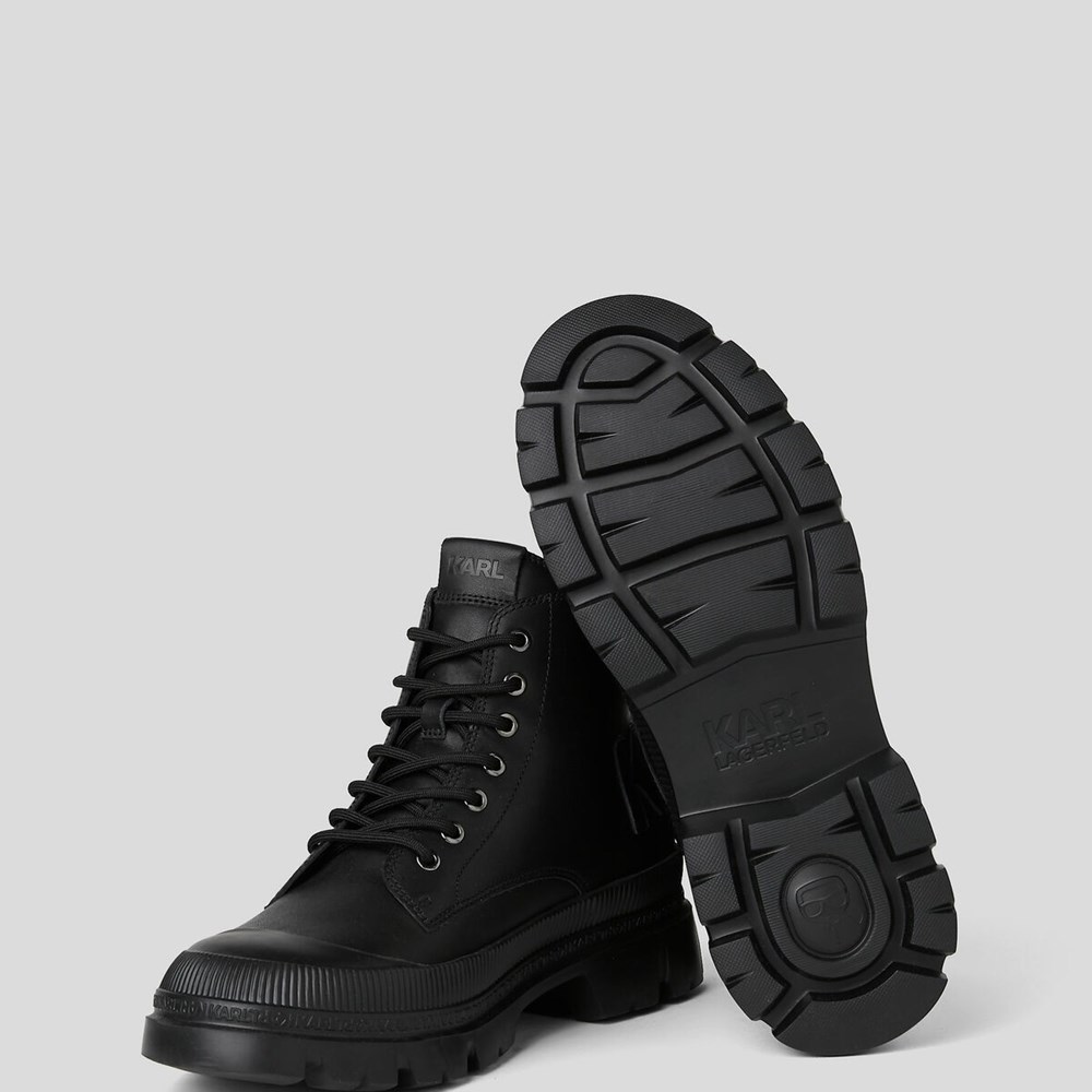 Black Karl Lagerfeld Trekka Lace-up Boots Men's Boots | USA94ZAPT