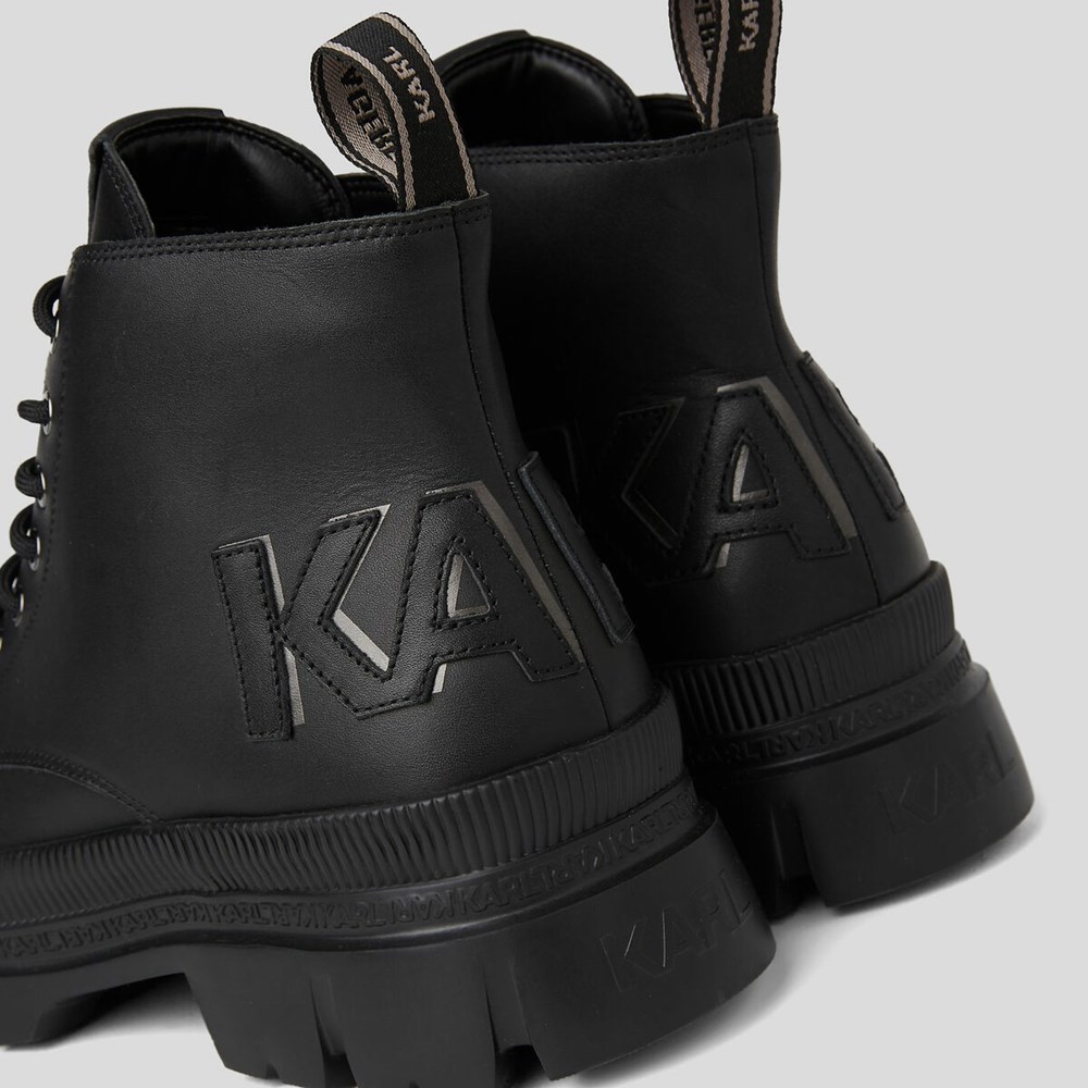 Black Karl Lagerfeld Trekka Lace-up Boots Men's Boots | USA94ZAPT