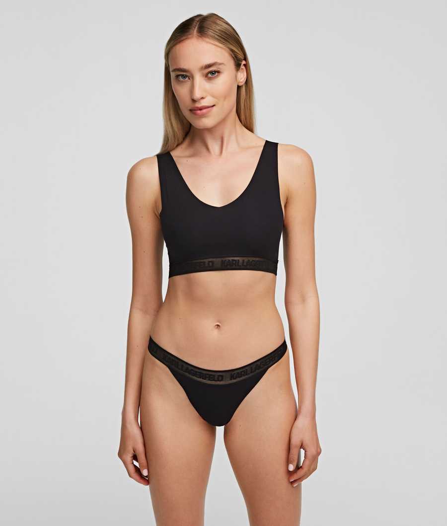 Black Karl Lagerfeld Ultra-light Karl Logo Bralette Women's Underwear | USA71NTMJ