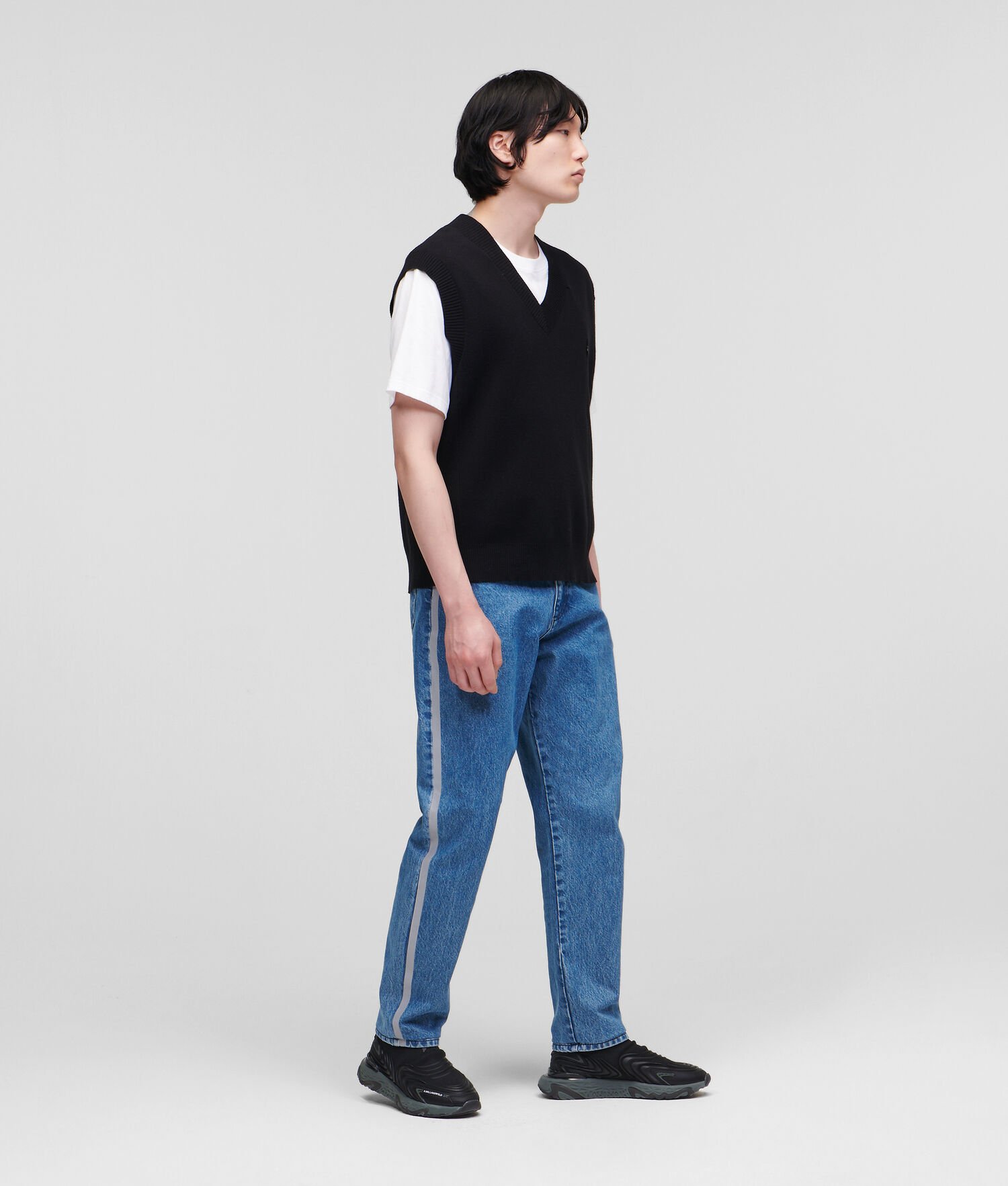 Black Karl Lagerfeld V-neck Vest Men's Knitwear | USA80CIGF