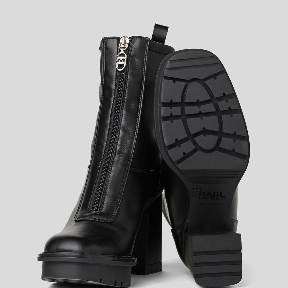 Black Karl Lagerfeld Voyage Vi Ankle Zip Women's Boots | USA95CKBJ