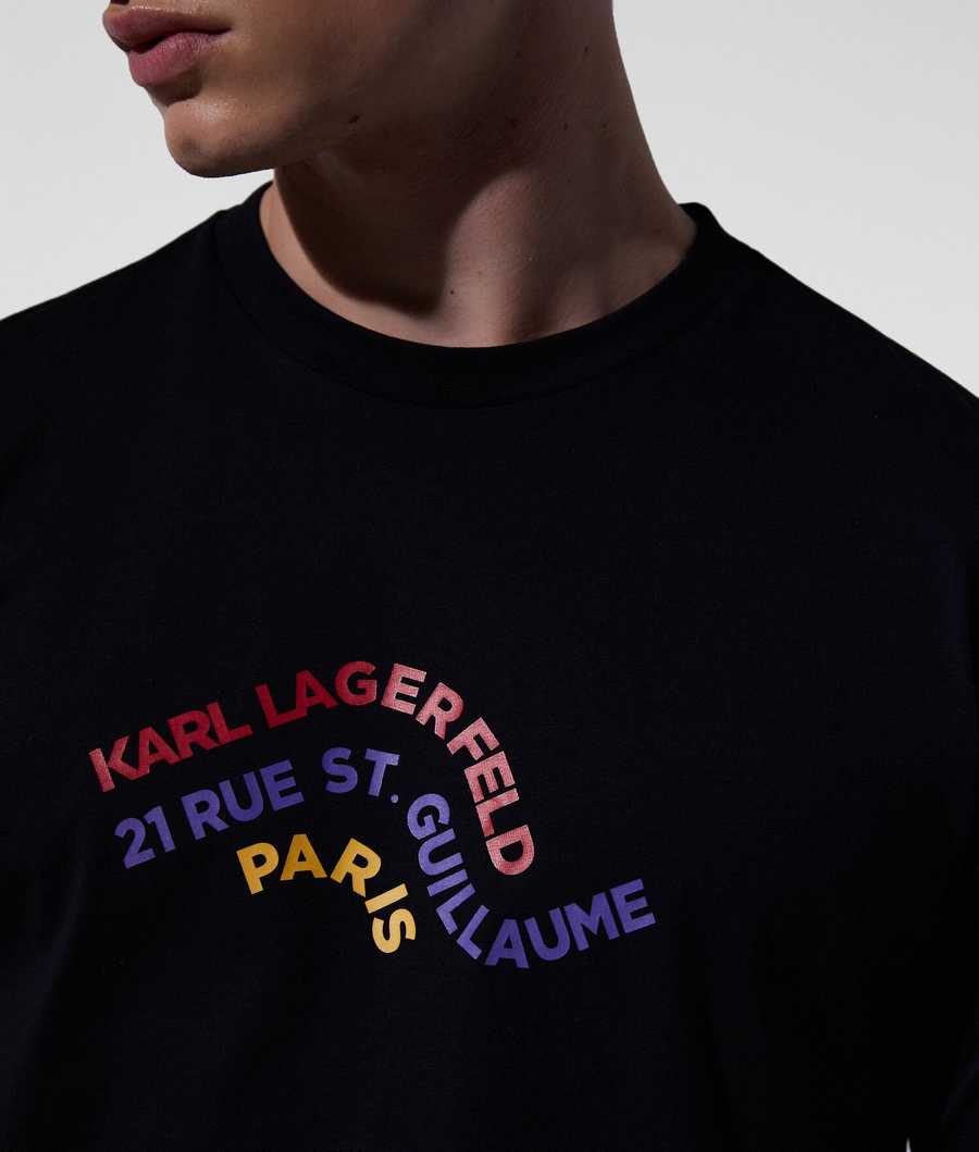 Black Karl Lagerfeld Wave Karl Logo Beach T Shirts Men's Beachwear | USA86LWRC