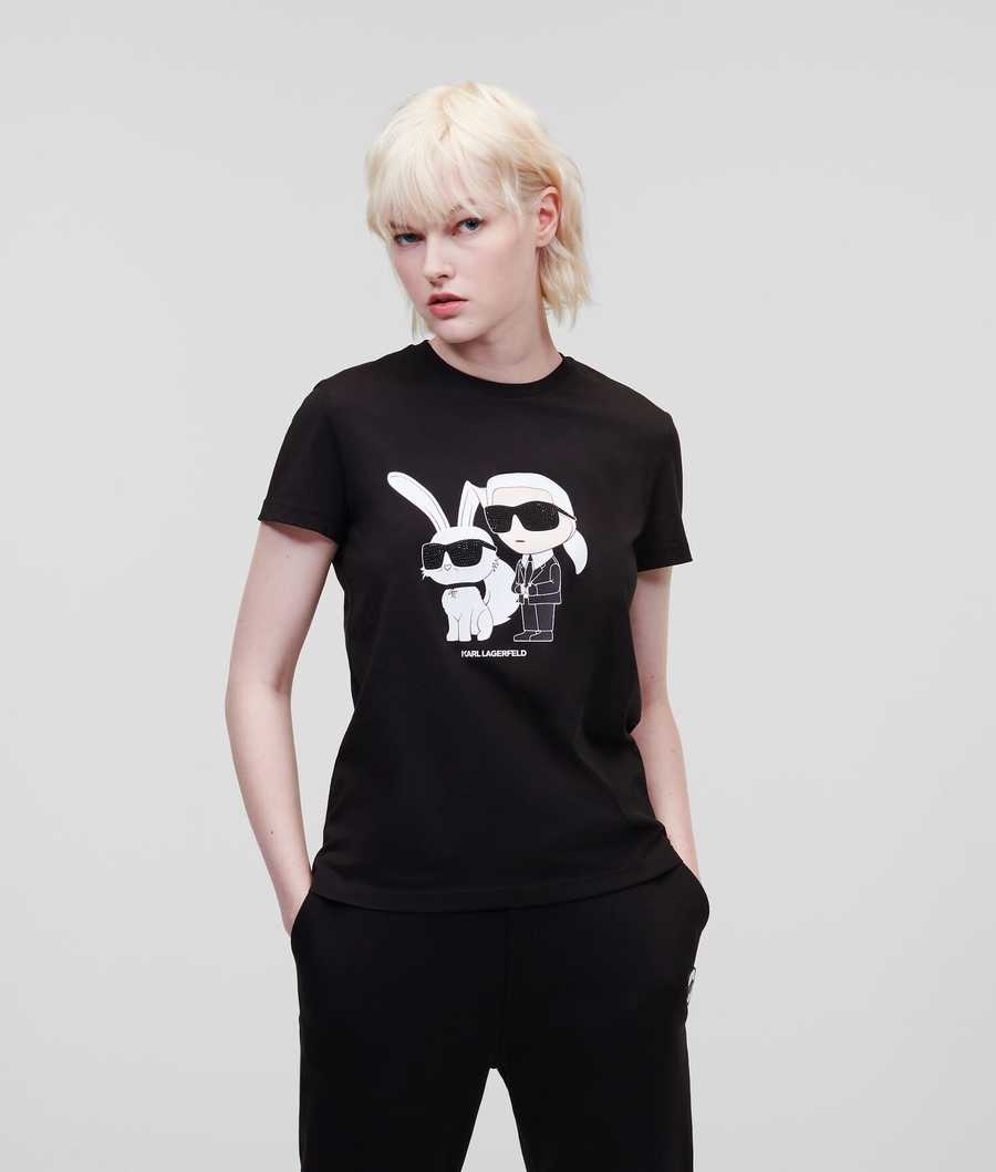 Black Karl Lagerfeld Year Of The Rabbit Women's T-Shirts | USA92CSKO