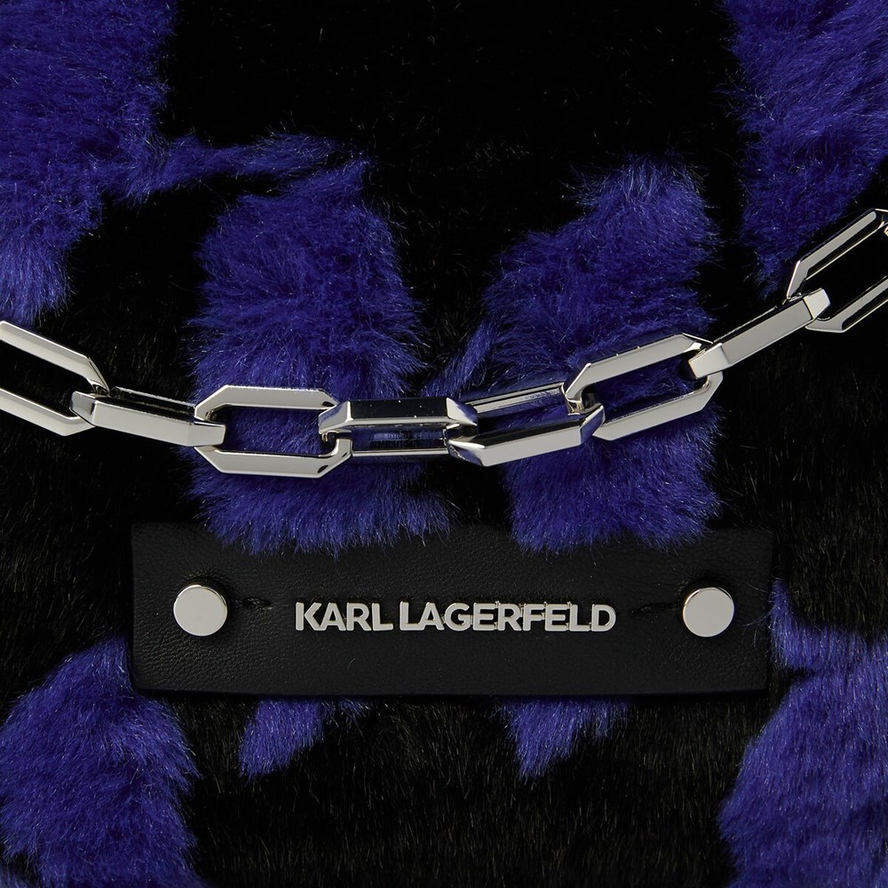 Black / Navy Karl Lagerfeld K/Kushion Monogram Faux-fur Women's Baguette Bag | USA63OBSI