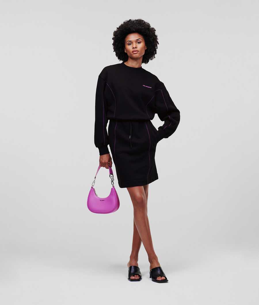 Black / Pink Karl Lagerfeld Contrast Women's Dresses | USA78JRPH