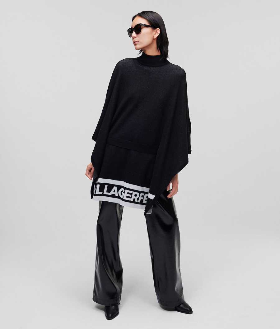 Black / White Karl Lagerfeld Karl Logo Knitted Women's Knitwear | USA78MAHR