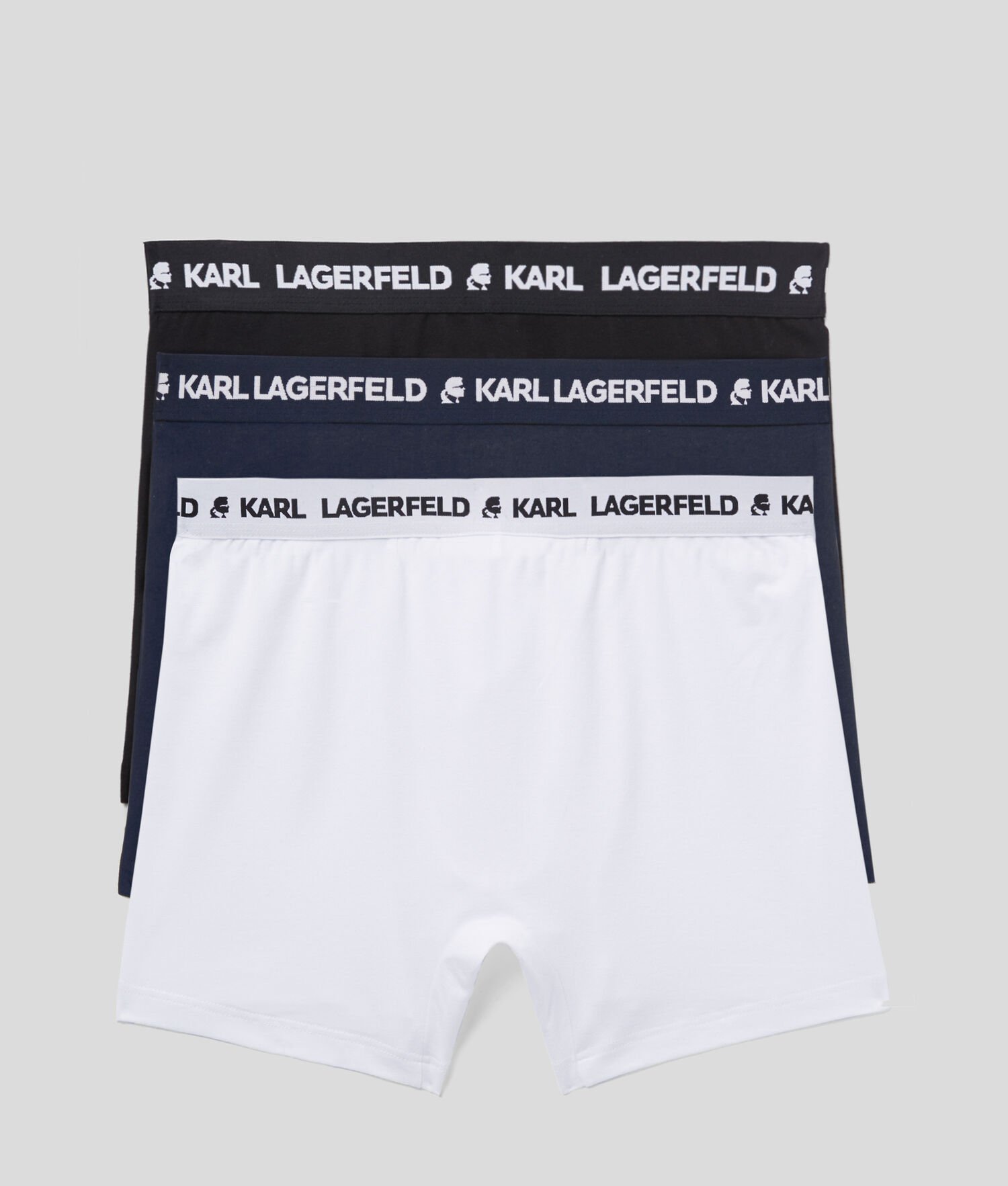 Black / White / Navy Karl Lagerfeld Karl Logo Monochrome Trunks - 3 Pack Men's Underwear | USA05GDPF