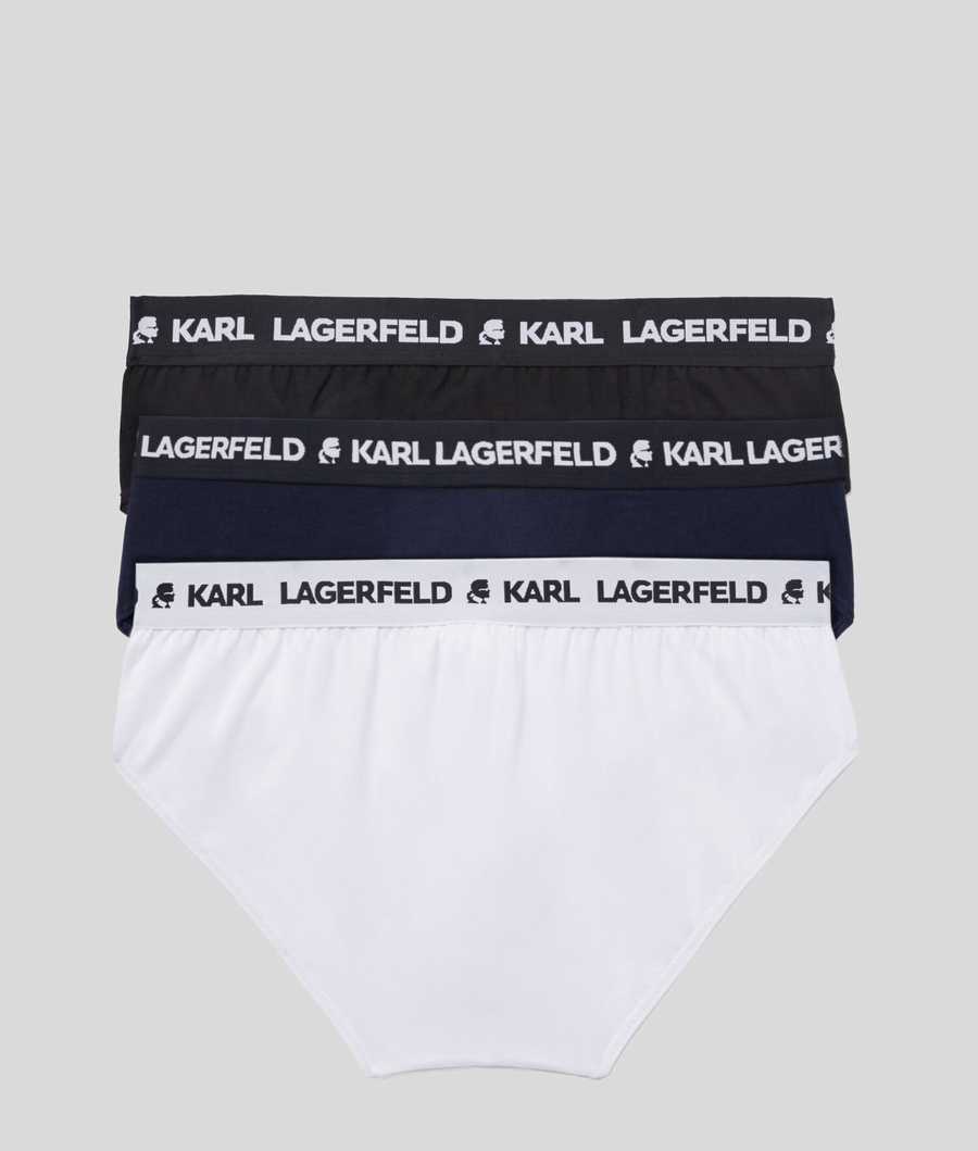 Black / White / Navy Karl Lagerfeld Logo Briefs 3-pack Men's Underwear | USA94IFEU