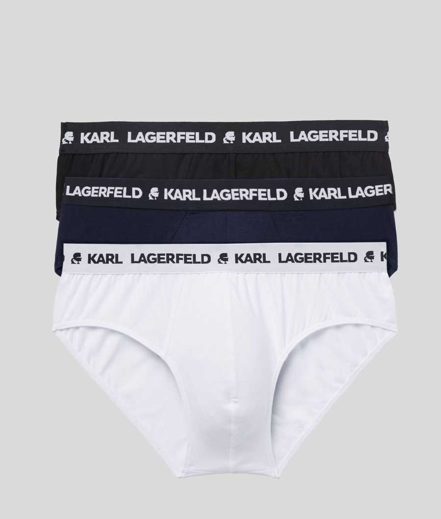 Black / White / Navy Karl Lagerfeld Logo Briefs 3-pack Men\'s Underwear | USA94IFEU