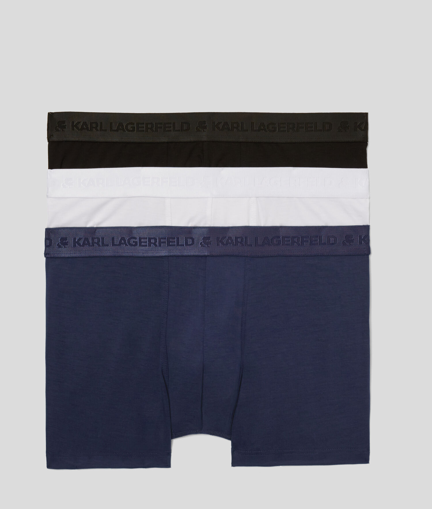 Black / White / Navy Karl Lagerfeld Premium Karl Logo Trunks – 3 Pack Men\'s Underwear | USA63PFYQ