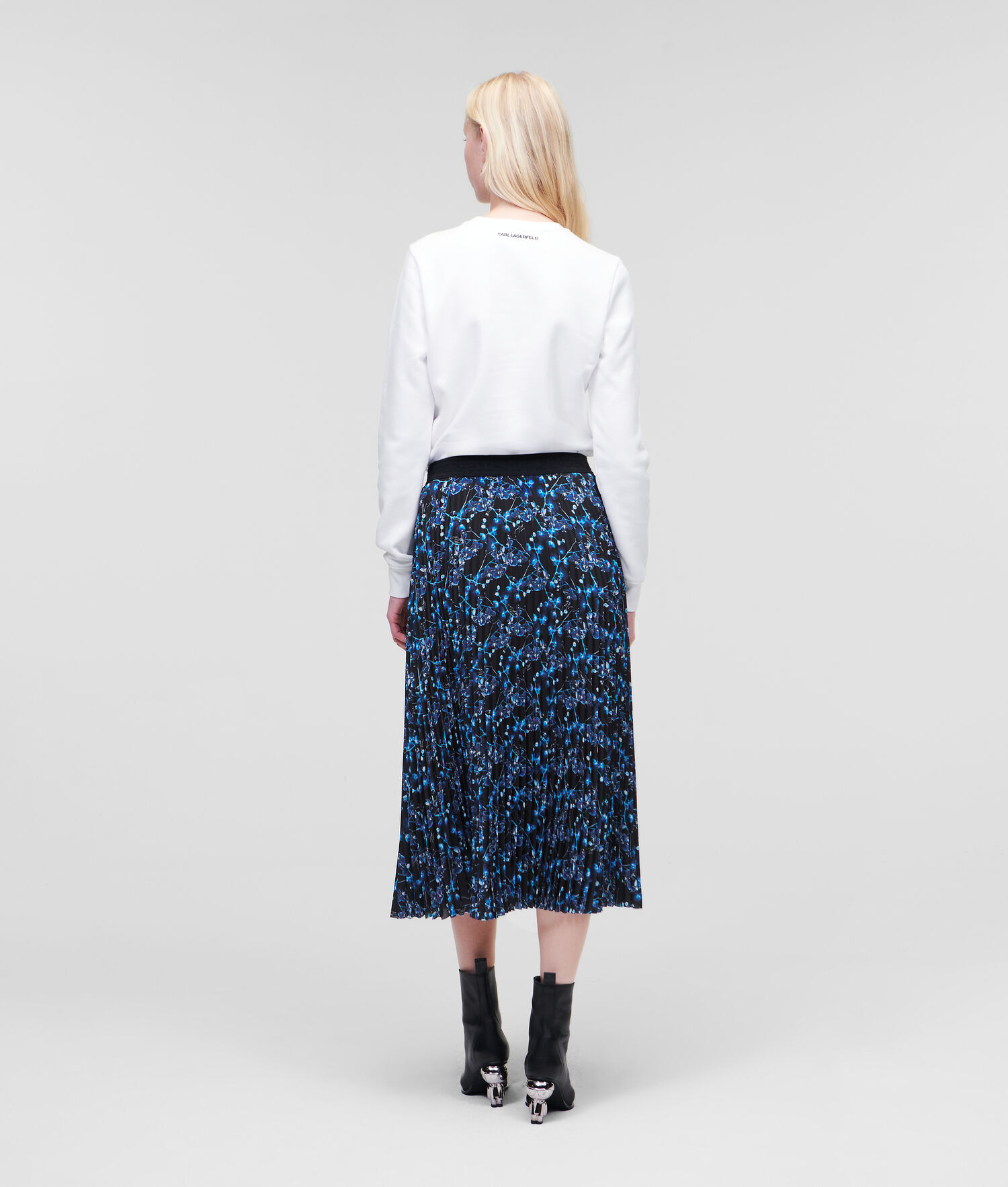 Blue Karl Lagerfeld Orchid Print Midi Women's Skirts | USA39MRDX