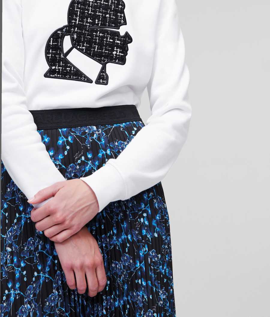 Blue Karl Lagerfeld Orchid Print Midi Women's Skirts | USA39MRDX