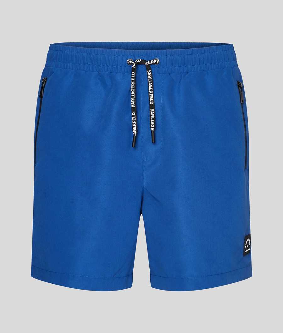 Blue Karl Lagerfeld Tonal Diagonal Karl Logo Board Shorts Men\'s Beachwear | USA39ZINH