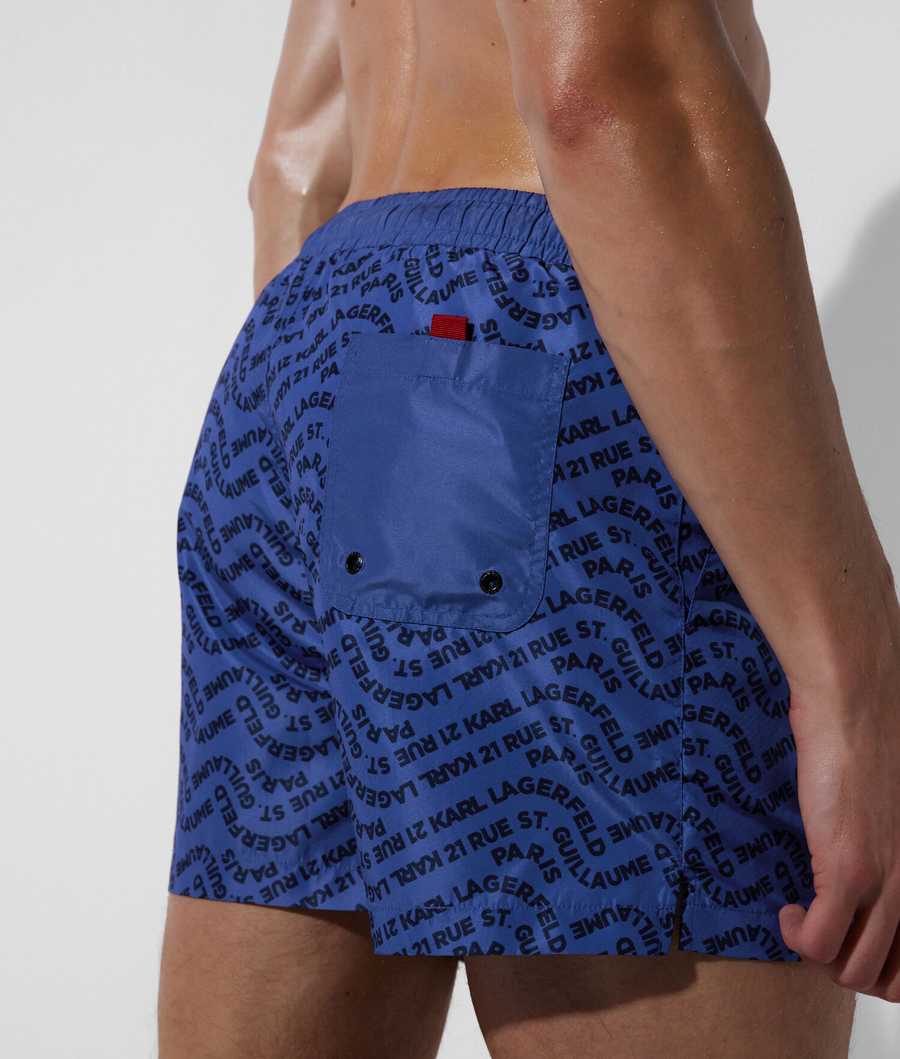 Blue Karl Lagerfeld Wave Karl Logo Board Shorts Men's Beachwear | USA02MNBH