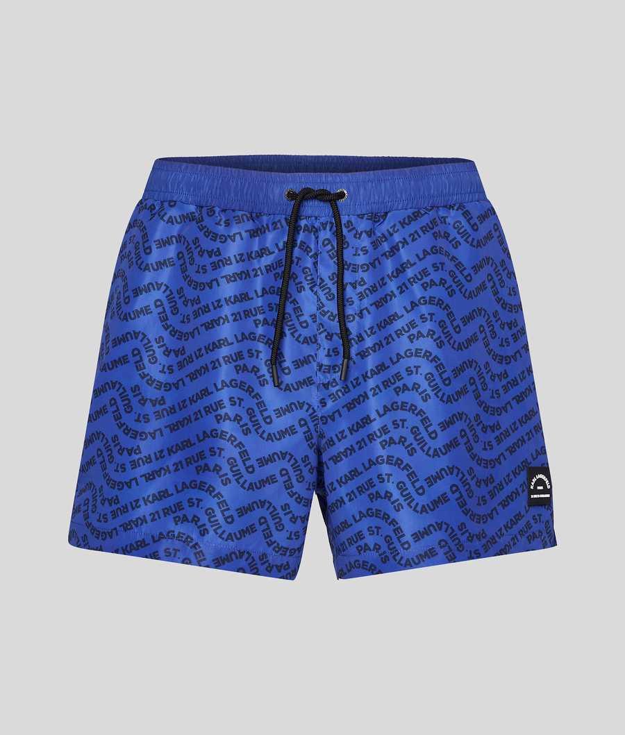 Blue Karl Lagerfeld Wave Karl Logo Board Shorts Men\'s Beachwear | USA02MNBH