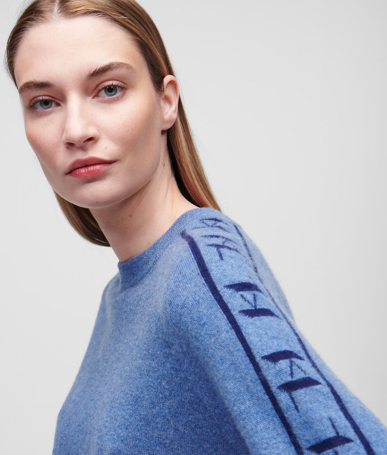 Blue / Navy Karl Lagerfeld Cashmere Kl Monogram Jacquard Sweater Women's Loungewear | USA60YSRF