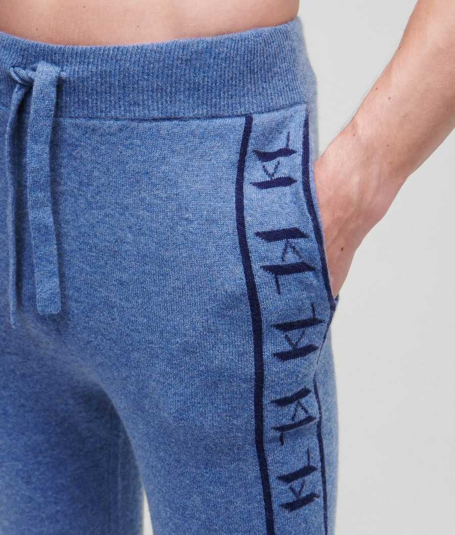 Blue / Navy Karl Lagerfeld Cashmere Kl Monogram Jacquard Sweatpants Men's Loungewear | USA81LIYP