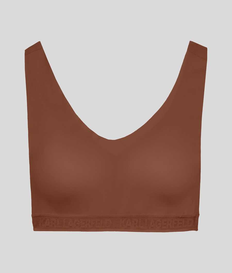 Brown Karl Lagerfeld Ultra-light Karl Logo Bralette Women's Underwear | USA68LUKH