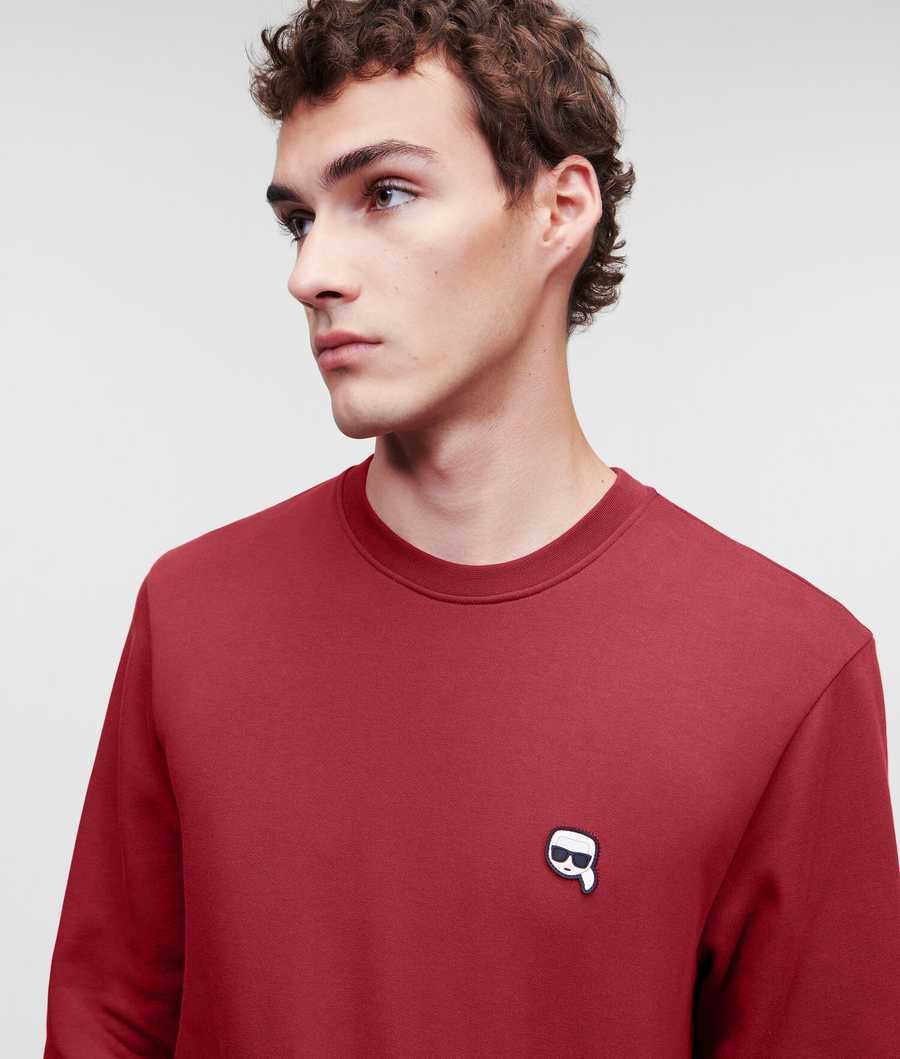 Burgundy Karl Lagerfeld Ikonik Karl Rubber Patch Men's Sweatshirts | USA32MVWT