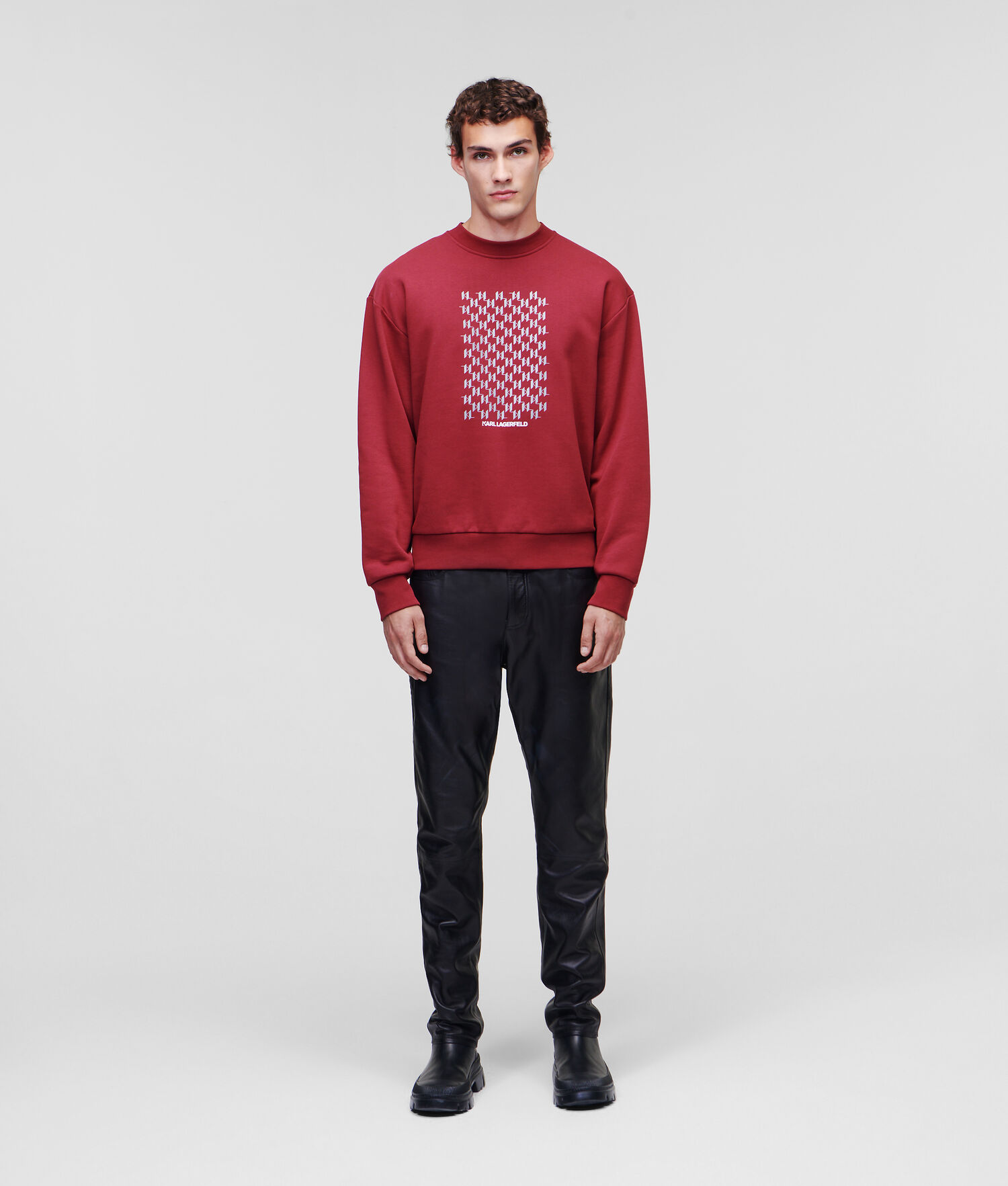 Burgundy Karl Lagerfeld Reflective Karl Monogram Men's Sweatshirts | USA68RKOW