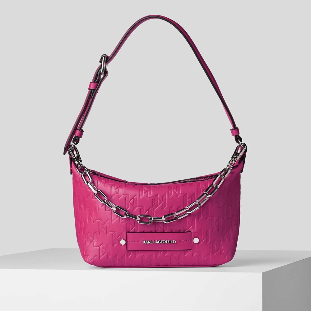 Fuchsia Karl Lagerfeld K/Kushion Monogram-embossed Women\'s Baguette Bag | USA89LJOS