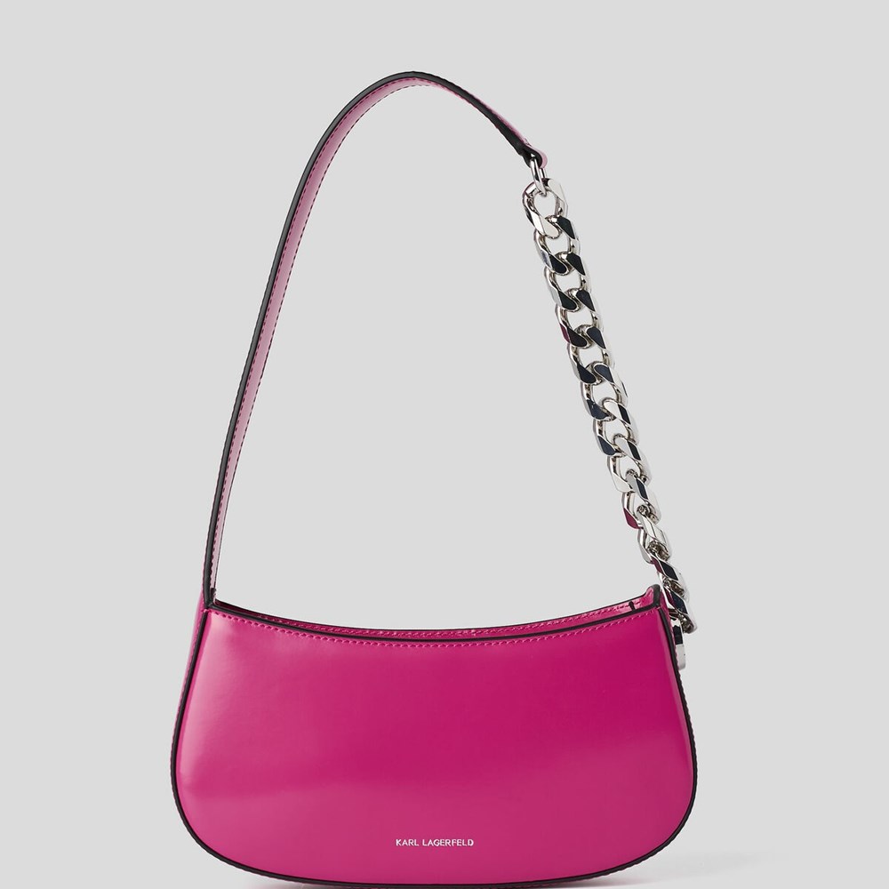 Fuchsia Karl Lagerfeld K/Saddle Monogram-embossed Women's Shoulder Bags | USA45FMUY