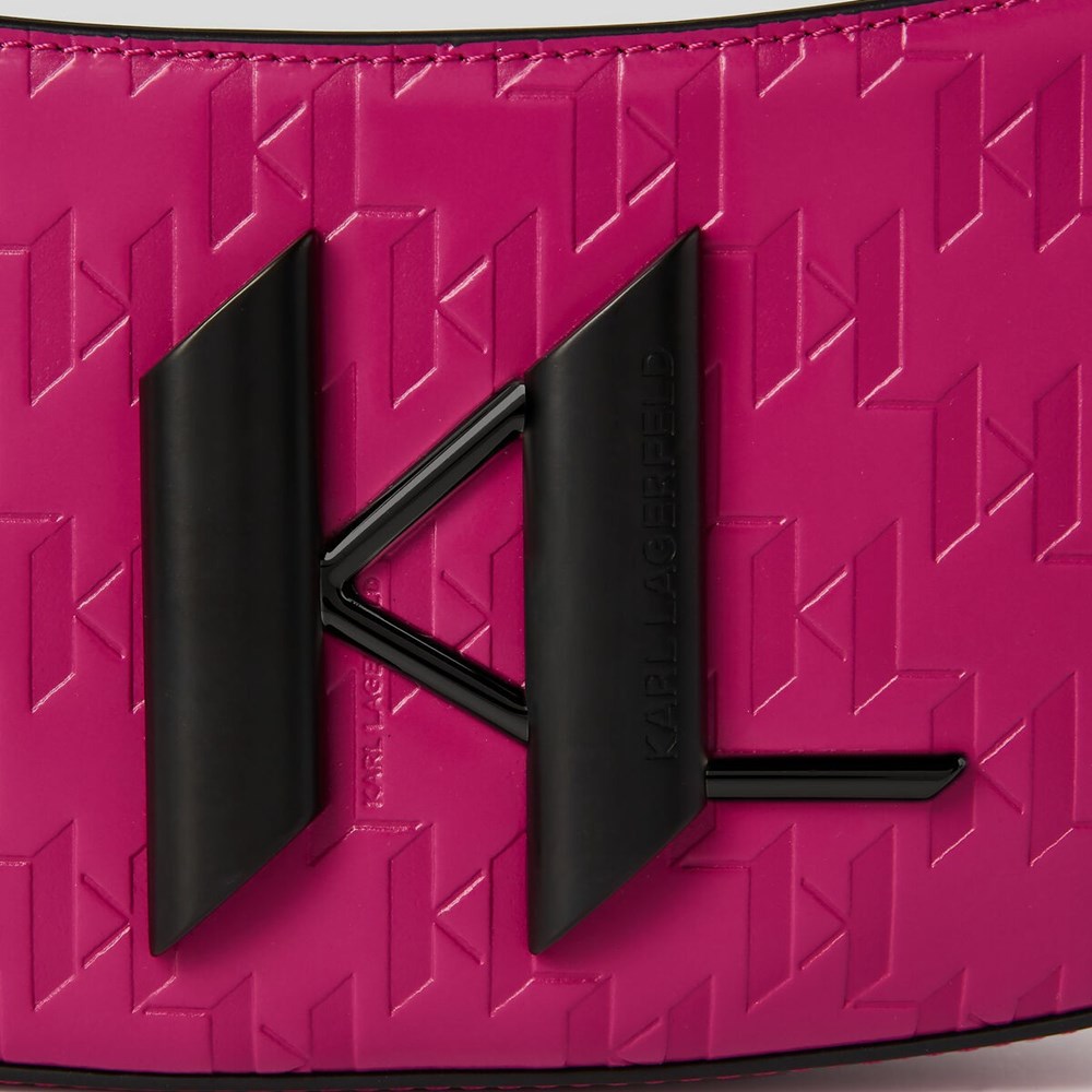 Fuchsia Karl Lagerfeld K/Saddle Monogram-embossed Women's Shoulder Bags | USA45FMUY