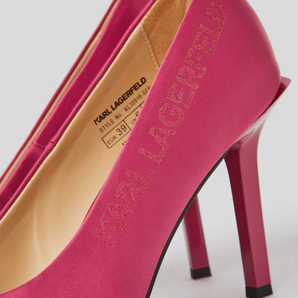 Fuchsia Karl Lagerfeld Sarabande Karl Tape Court Shoes Women's High Heels | USA04XJGK