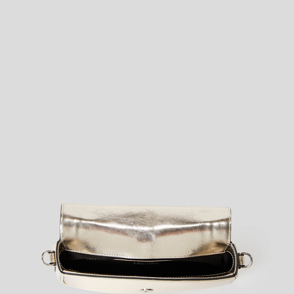 Gold Karl Lagerfeld K/Saddle Metallic Women's Baguette Bag | USA26JVEY