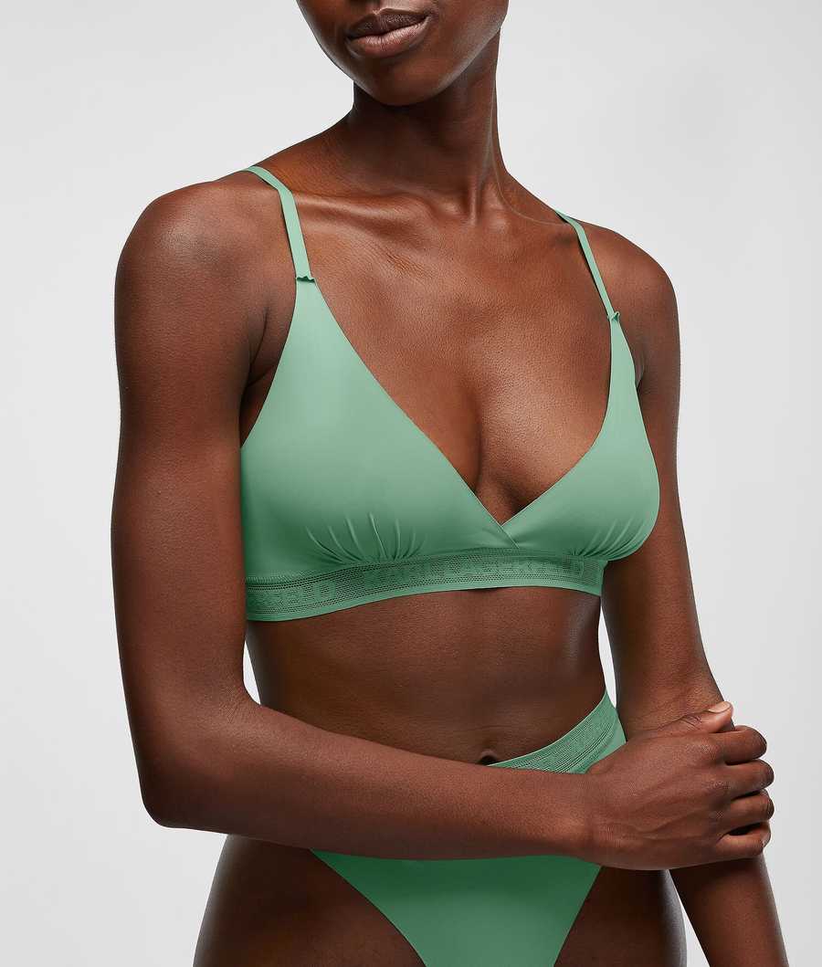 Green Karl Lagerfeld Ultra-light Karl Logo Triangle Bra Women's Underwear | USA96UESP