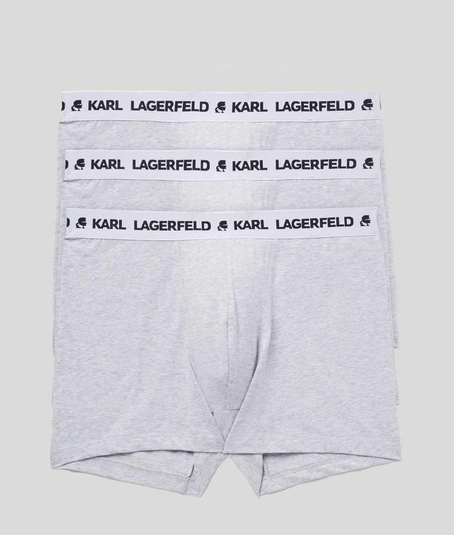 Grey Karl Lagerfeld Karl Logo Monochrome Trunks - 3 Pack Men\'s Underwear | USA35TUHP