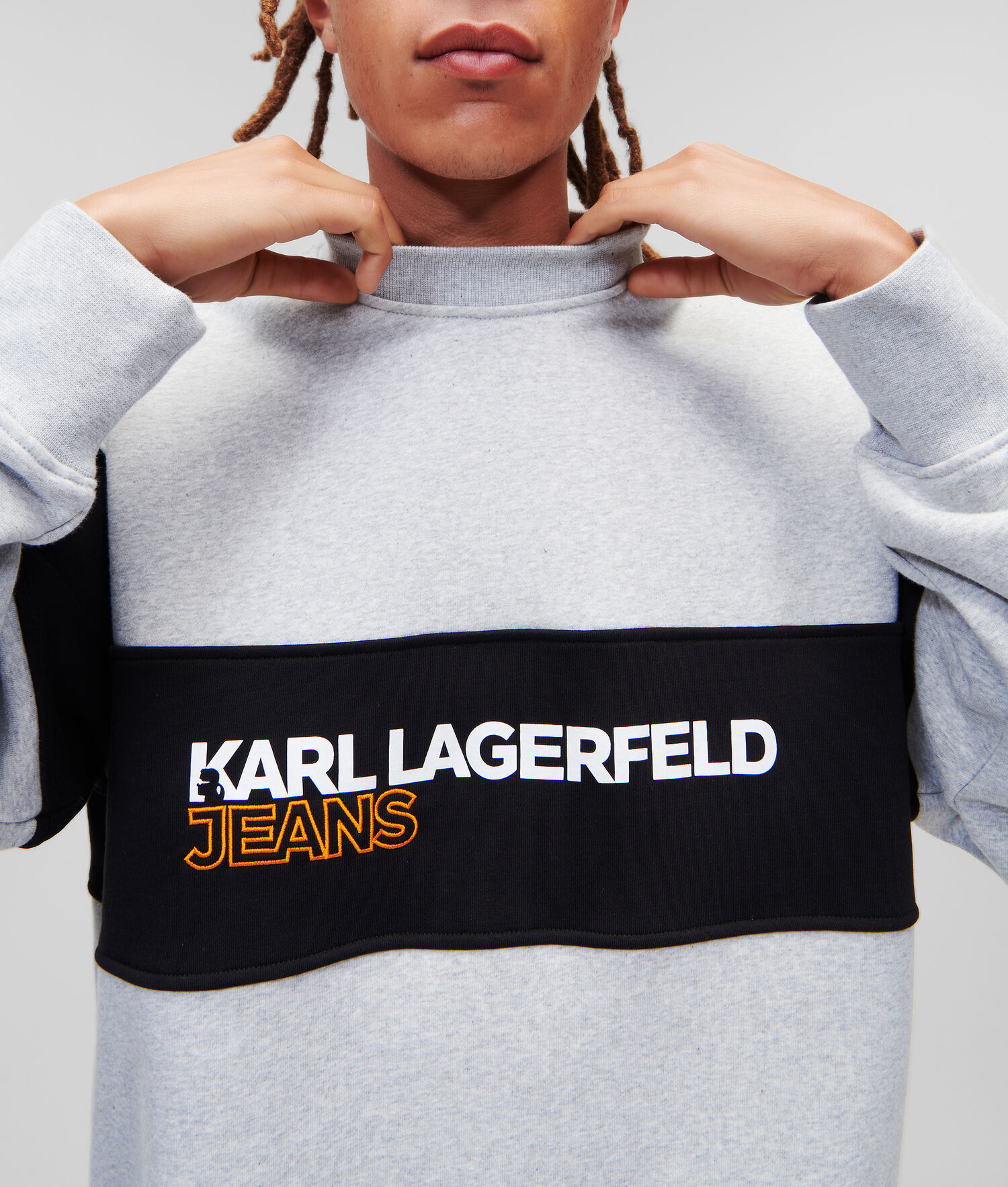 Grey Karl Lagerfeld Klj Logo Block Men's Sweatshirts | USA81BDVX