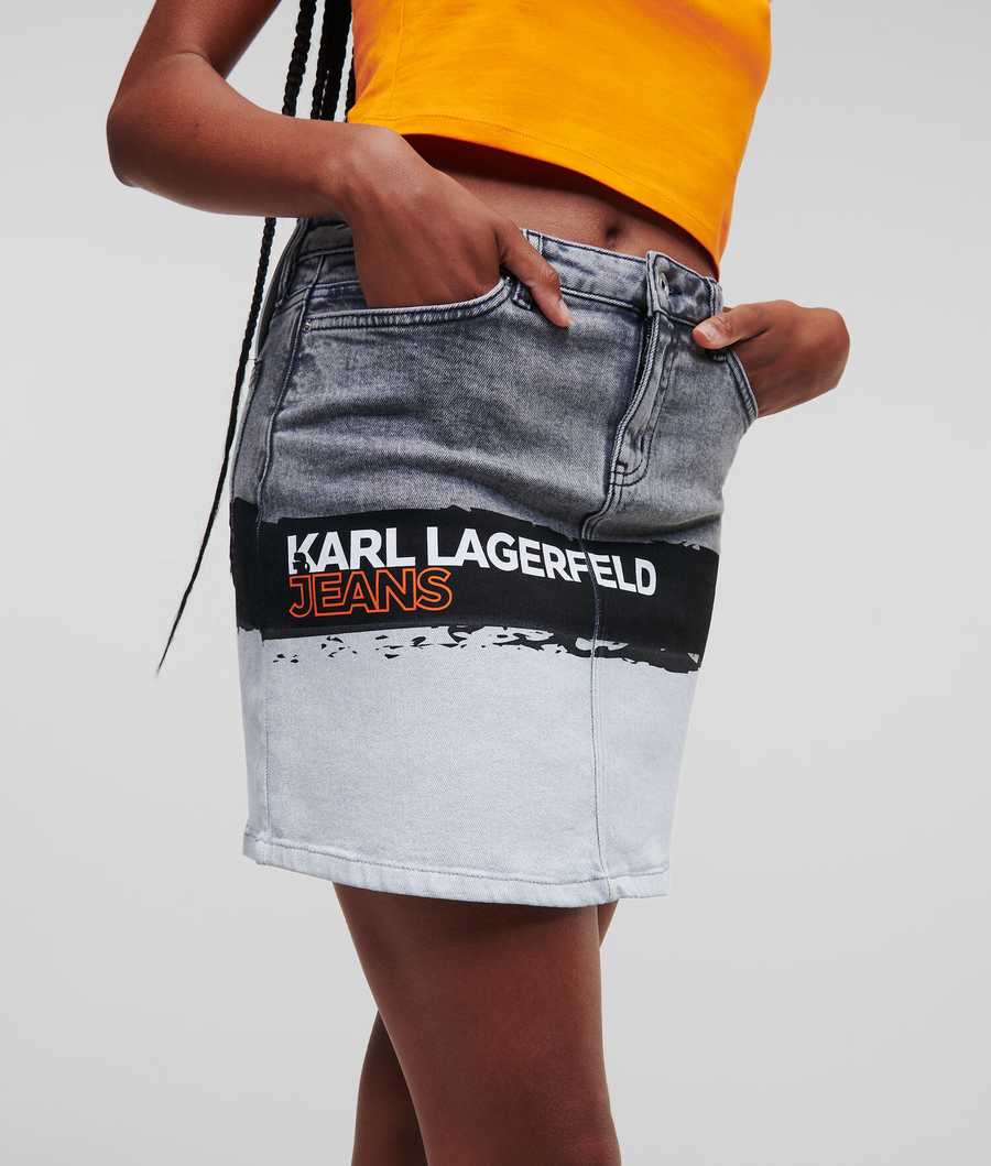 Grey Karl Lagerfeld Klj Paint Logo Denim Women\'s Skirts | USA42EMAY