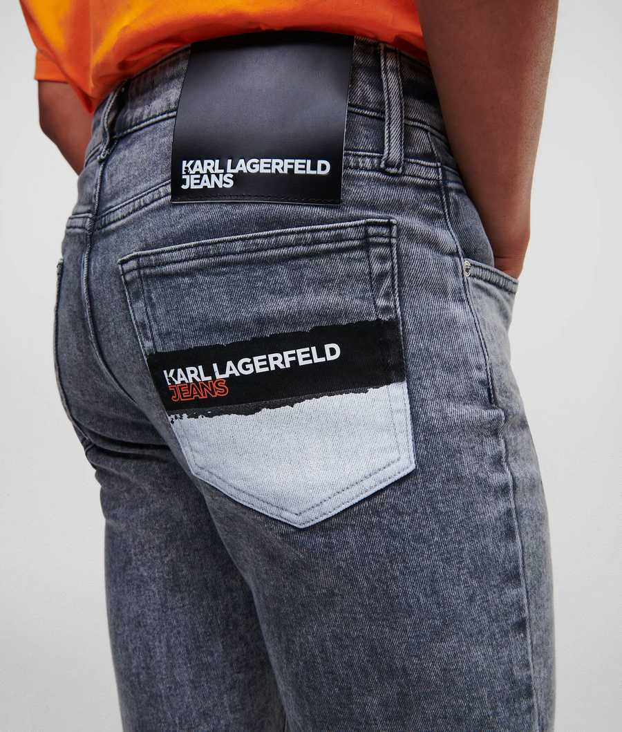 Grey Karl Lagerfeld Klj Paint Logo Slim Men's Jeans | USA09HCVR