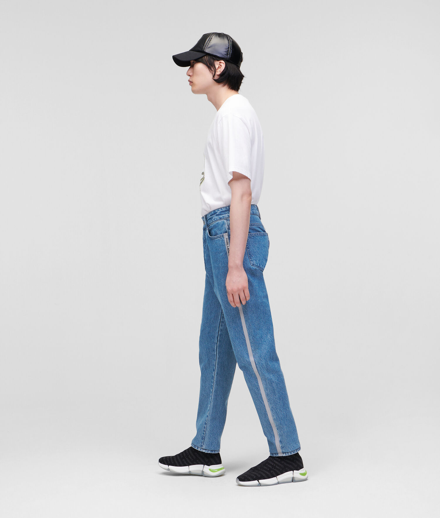 Light Blue Karl Lagerfeld Relaxed-fit With Reflective Logo Tape Men's Jeans | USA81ATHZ