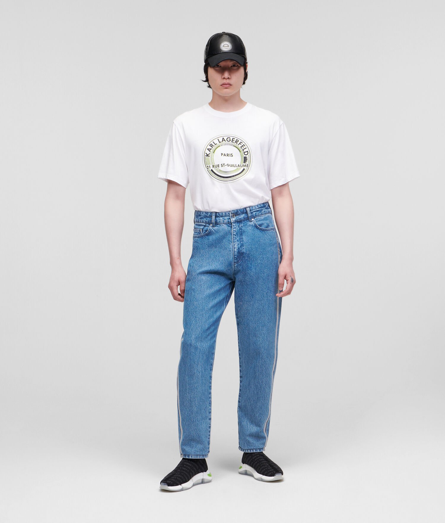 Light Blue Karl Lagerfeld Relaxed-fit With Reflective Logo Tape Men's Jeans | USA81ATHZ