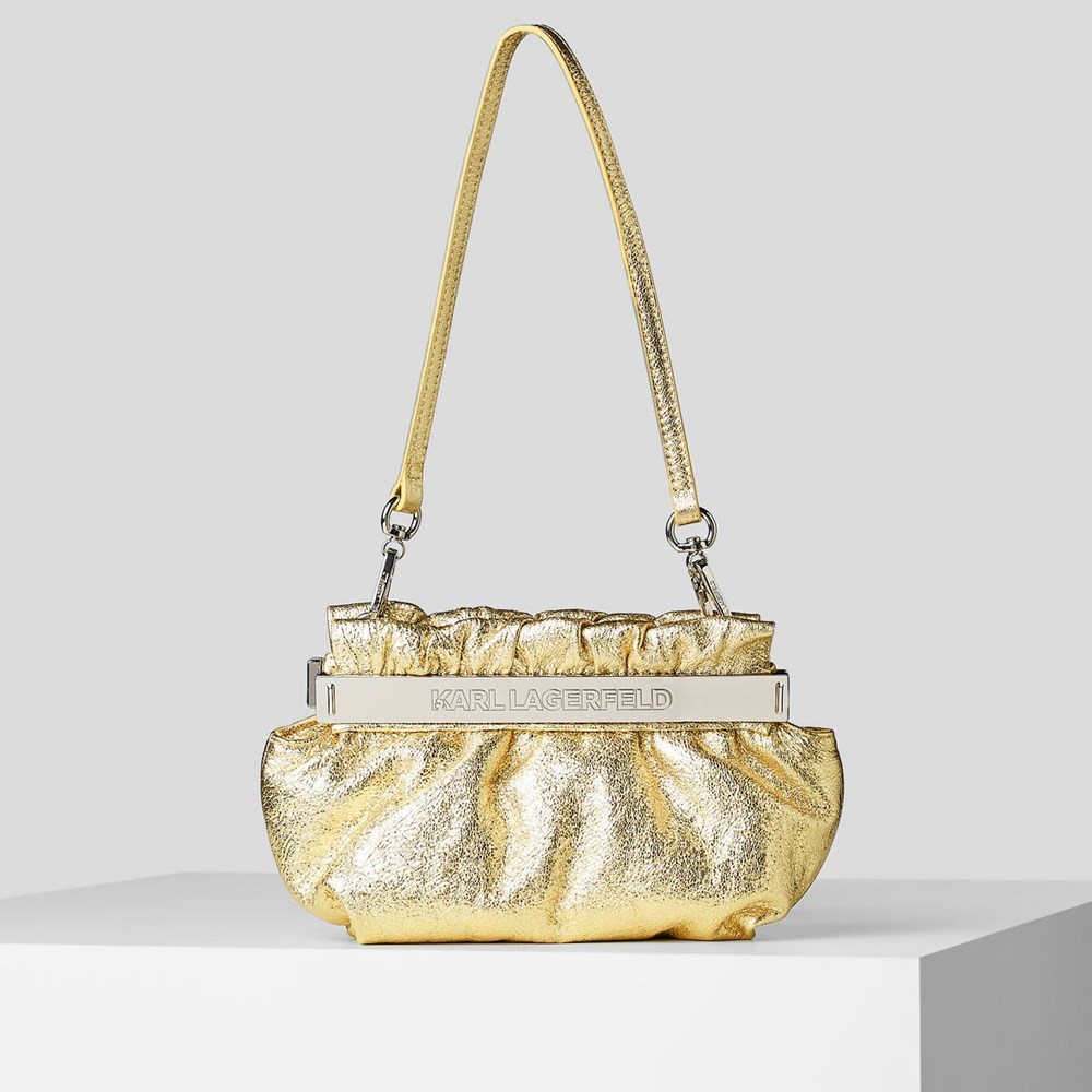 Light Gold Karl Lagerfeld K/Kross Metallic Gold Women\'s Baguette Bag | USA16BMKE