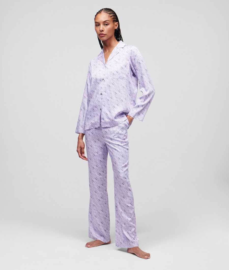 Light Purple Karl Lagerfeld Ikonik 2.0 Long-sleeved Pyjama Set Women's Sleepwear | USA14QYPA