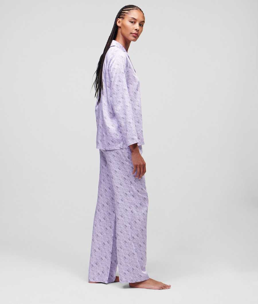 Light Purple Karl Lagerfeld Ikonik 2.0 Long-sleeved Pyjama Set Women's Sleepwear | USA14QYPA