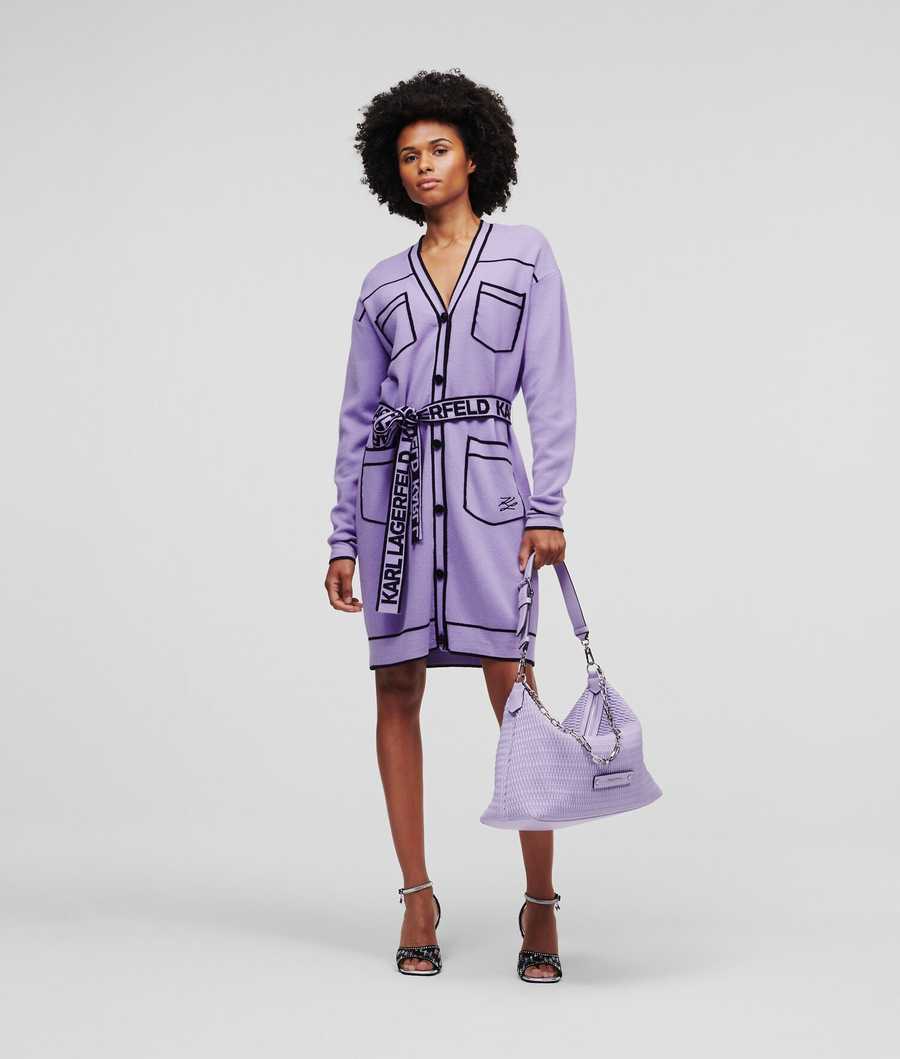 Light Purple Karl Lagerfeld Karl Logo Belted Women's Knitwear | USA34IFWP