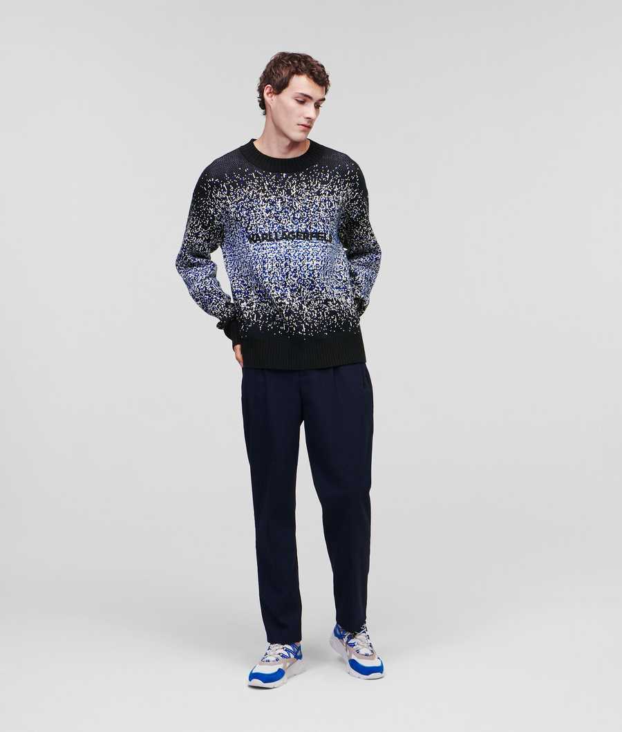 Navy Karl Lagerfeld Digital Dégradé Logo Men's Knitwear | USA13BTFH