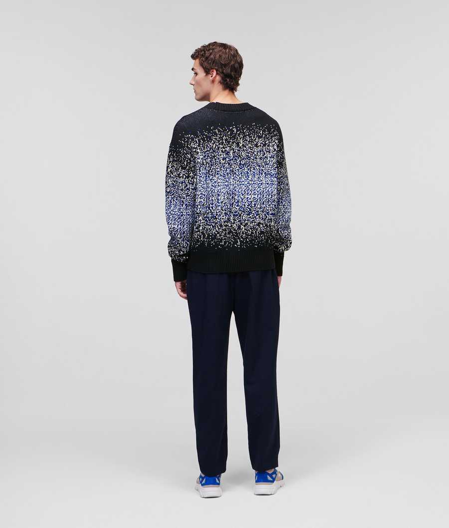 Navy Karl Lagerfeld Digital Dégradé Logo Men's Knitwear | USA13BTFH