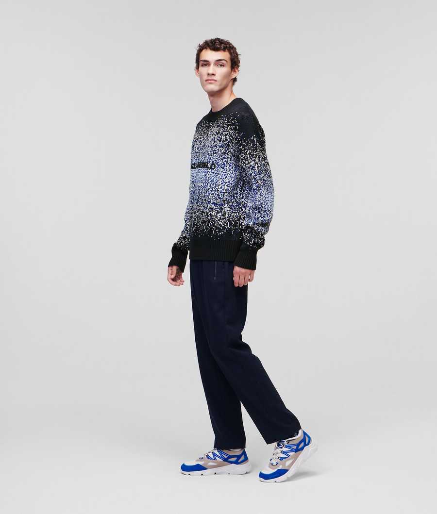 Navy Karl Lagerfeld Digital Dégradé Logo Men's Knitwear | USA13BTFH