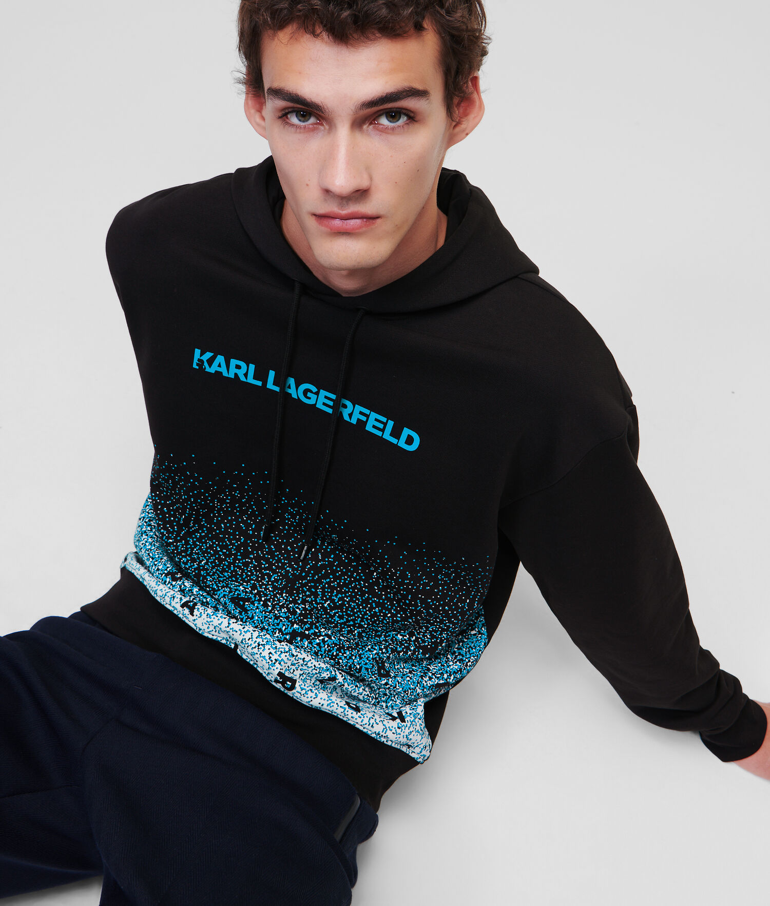 Navy Karl Lagerfeld Digital Dégradé Logo Men's Sweatshirts | USA37QWKD