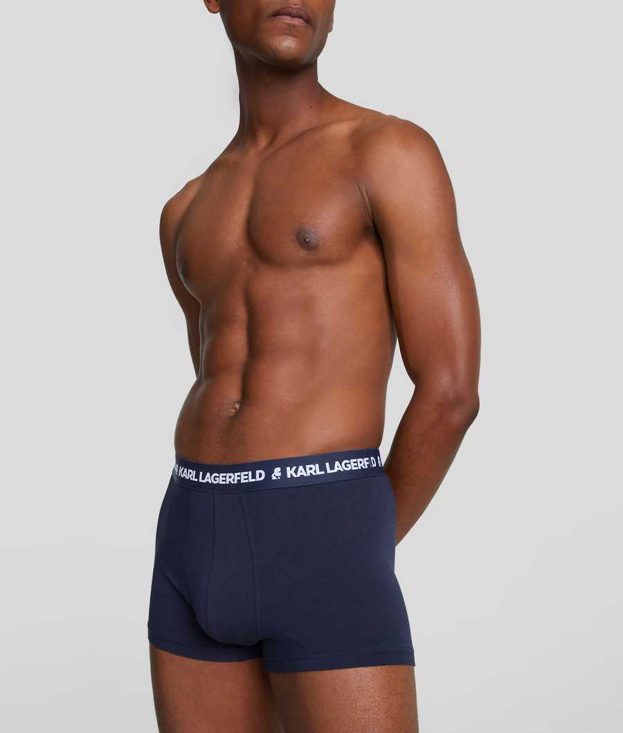 Navy Karl Lagerfeld Karl Logo Monochrome Trunks - 3 Pack Men's Underwear | USA84HCYX