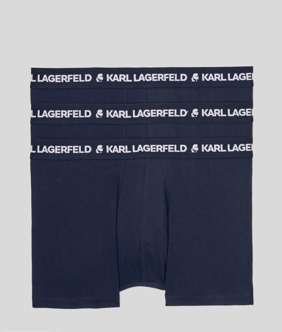 Navy Karl Lagerfeld Karl Logo Monochrome Trunks - 3 Pack Men\'s Underwear | USA84HCYX